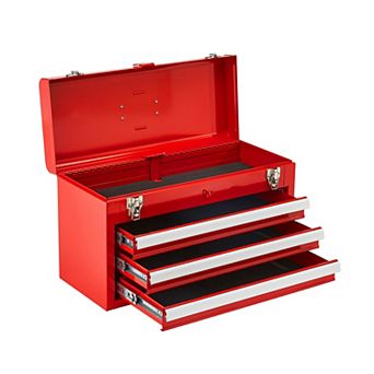 20.5'' Portable Metal Tool Box with 3 Drawers, Heavy-Duty Tool Organizer for Garage Workshop