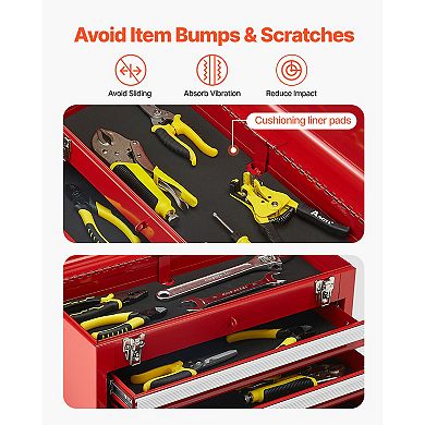 20.5'' Portable Metal Tool Box with 3 Drawers, Heavy-Duty Tool Organizer for Garage Workshop