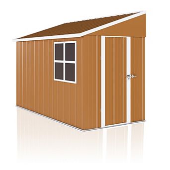 8X4 FT Heavy-Duty Metal Storage Shed with Windows, Lockable Door & Ventilation, Weatherproof