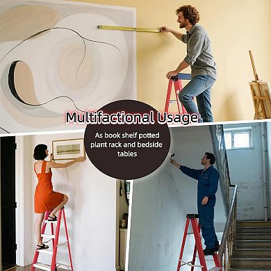 5 Step Ladder with Tool Platform, 330lb Capacity, Folding Step Ladder Type IA for Kitchen, Warehou