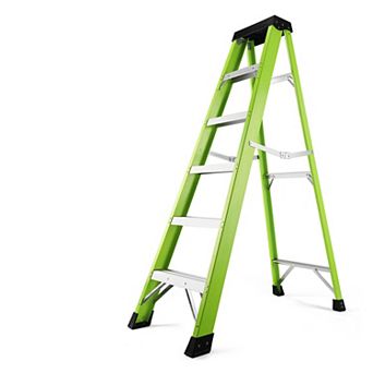 5 Step Ladder with Tool Platform, 330lb Capacity, Folding Step Ladder  Type IA for Kitchen, Warehou