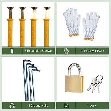 5x3 ft Galvanized Steel Shed & Gazebo Combo, Easy Assembly Lean-To Storage with Open Pergola