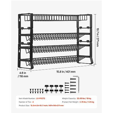 15.8x10.7 Inch Detachable Spice Rack Organizer for Cabinet, 4 Tier Stackable Seasoning Organizer