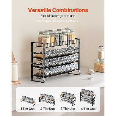 15.8x10.7 Inch Detachable Spice Rack Organizer for Cabinet, 4 Tier Stackable Seasoning Organizer