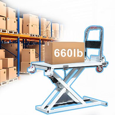 660lbs Capacity Hydraulic Lift Table Cart, 31.49" Lifting Height Electric Scissor Lift Table