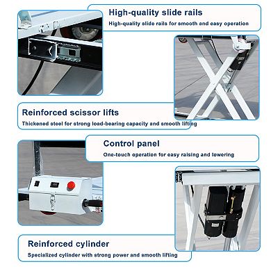 660lbs Capacity Hydraulic Lift Table Cart, 31.49" Lifting Height Electric Scissor Lift Table