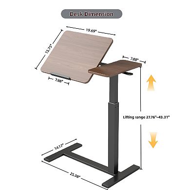 Mobile Adjustable Standing Desk with Flip Top, Height & Angle Adjustable Table for Home Office