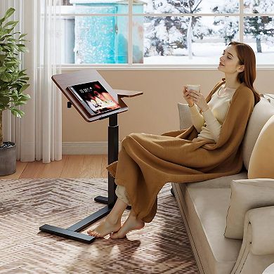 Mobile Adjustable Standing Desk with Flip Top, Height & Angle Adjustable Table for Home Office