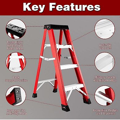3 Step Ladder with Tool Platform, 500lb Capacity, Folding Step Ladder Type IA for Kitchen, Warehou