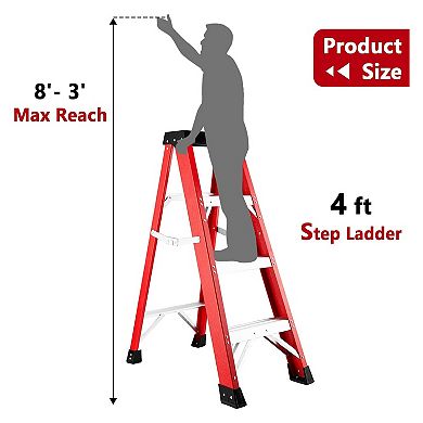 3 Step Ladder with Tool Platform, 500lb Capacity, Folding Step Ladder Type IA for Kitchen, Warehou