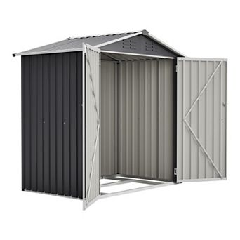 6 x 4 ft Metal Outdoor Storage Shed with Floor Frame, Steel Utility Tool Shed Storage House