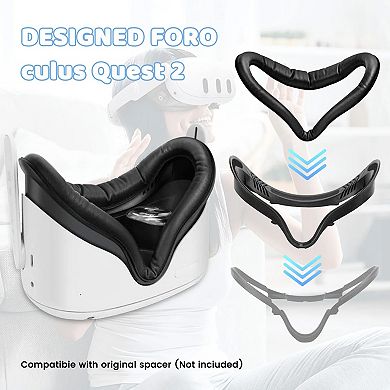 Facial Interface & Sweat-Proof Face Cover Pad for Oculus Quest 2, Meta Quest 2, PU Foam Cushion