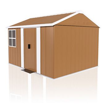 8X10 FT Heavy-Duty Metal Storage Shed with Windows, Lockable Door & Ventilation, Weatherproof