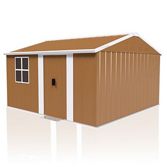 10X12 FT Heavy-Duty Metal Storage Shed with Windows, Lockable Door & Ventilation, Weatherproof