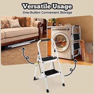 2 Step Ladder, 500lb Capacity, Folding Step Ladder Type IA for Kitchen, Warehouse