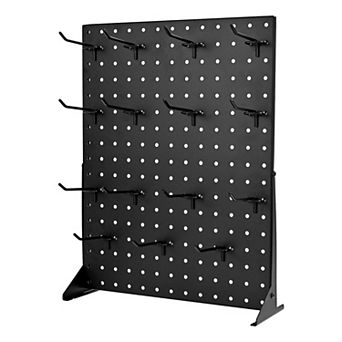 Metal Pegboard Display Stand with 15 Hooks, 17x13 Inch Desk Display Rack for Home Stores Events