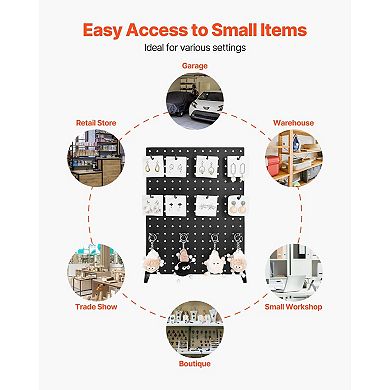 Metal Pegboard Display Stand with 15 Hooks, 17x13 Inch Desk Display Rack for Home Stores Events