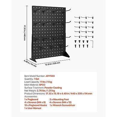Metal Pegboard Display Stand with 15 Hooks, 17x13 Inch Desk Display Rack for Home Stores Events