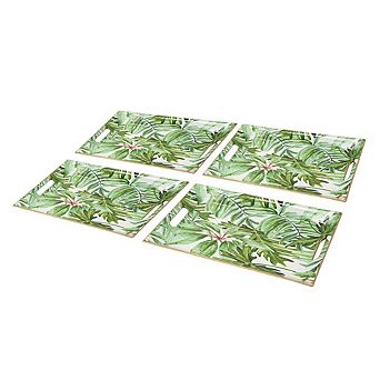 4 Pack 18.1x11.8" Palm Leaf Decorative Tray, 18.1x11.8" Rectangular Design for Modern Home Decor