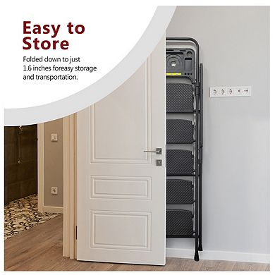 5 Step Ladder with Handrails, 500LBS Folding Step Stool with Tool Platform for Kitchen Warehouse