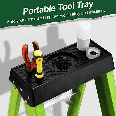 7 Step Ladder with Tool Platform, 330lb Capacity, Folding Step Ladder Type IA for Kitchen, Warehou