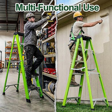 7 Step Ladder with Tool Platform, 330lb Capacity, Folding Step Ladder Type IA for Kitchen, Warehou