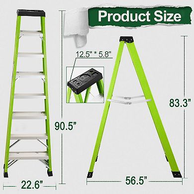 7 Step Ladder with Tool Platform, 330lb Capacity, Folding Step Ladder Type IA for Kitchen, Warehou