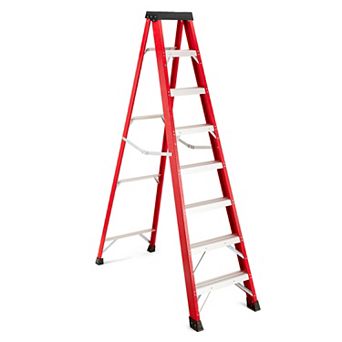 7 Step Ladder with Tool Platform, 330lb Capacity, Folding Step Ladder  Type IA for Kitchen, Warehou
