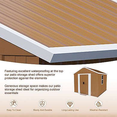6X4 FT Heavy-Duty Metal Storage Shed with Windows, Lockable Door & Ventilation, Weatherproof