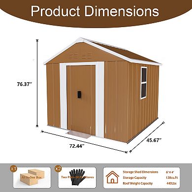 6X4 FT Heavy-Duty Metal Storage Shed with Windows, Lockable Door & Ventilation, Weatherproof