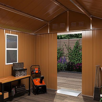 6X4 FT Heavy-Duty Metal Storage Shed with Windows, Lockable Door & Ventilation, Weatherproof