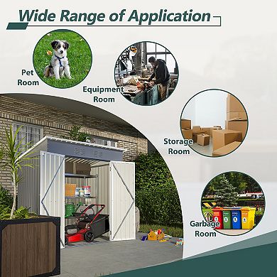 6 x 4 ft Outdoor Storage Shed with Floor Frame, All Weather Tool Shed for Garden, Backyard, Lawn