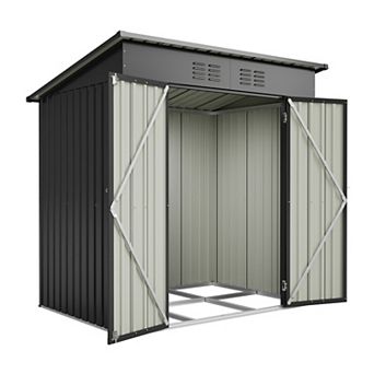 6 x 4 ft Outdoor Storage Shed with Floor Frame, All Weather Tool Shed for Garden, Backyard, Lawn