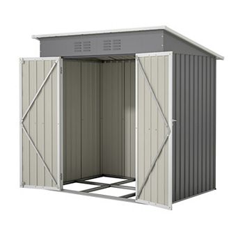 6 x 4 ft Outdoor Storage Shed with Floor Frame, All Weather Tool Shed for Garden, Backyard, Lawn