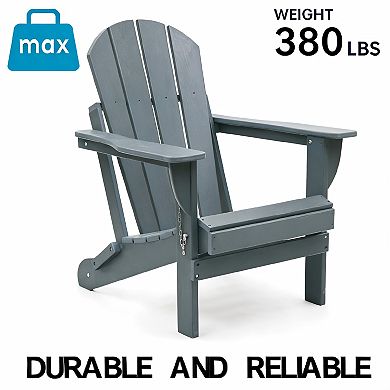 Adirondack Folding Chair with Dual Cup Holders for Backyard, Camping, Garden, Pool & Fire Pit
