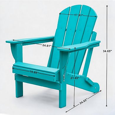 Adirondack Folding Chair with Dual Cup Holders for Backyard, Camping, Garden, Pool & Fire Pit