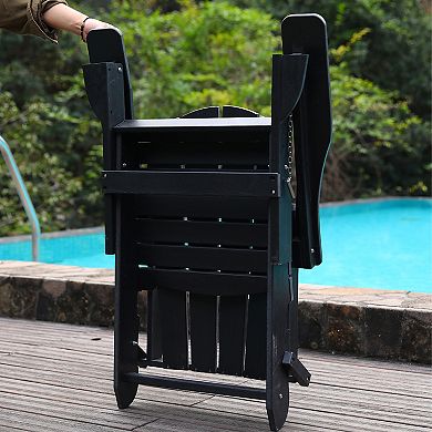 Adirondack Folding Chair with Dual Cup Holders for Backyard, Camping, Garden, Pool & Fire Pit