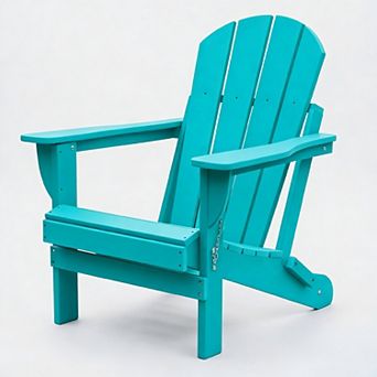 Adirondack Folding Chair with Dual Cup Holders for Backyard, Camping, Garden, Pool & Fire Pit