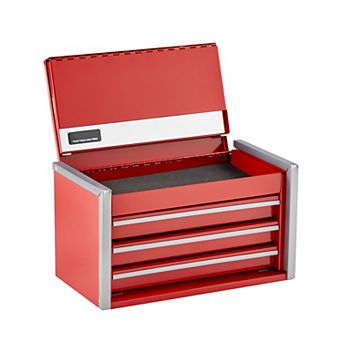 8.6'' Portable Red Metal Tool Box with 3 Drawers, Small Multi-Functional Tool Organizer