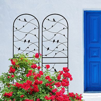 2 Pack Metal Little Bird Garden Trellis for Climbing Plants, 71" Rustproof Trellis for Flower Suppor