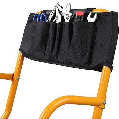 4 Step Ladder with Handrails & ToolBag, 330lbs Folding Step Stool,NonSlip Side Armrests Large Pedal