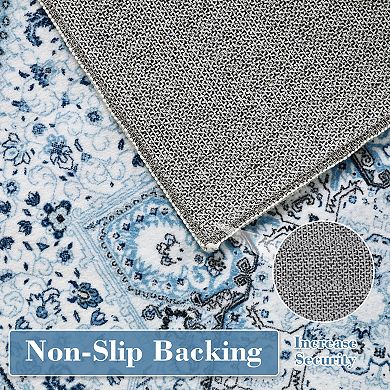 Medallion Area Rug Machine Washable Vacuum Clean Ultra Thin Stain Resistant Carpet for Living Room
