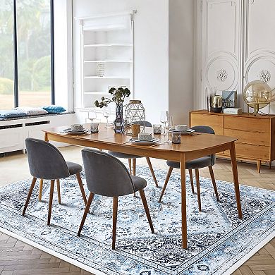 Medallion Area Rug Machine Washable Vacuum Clean Ultra Thin Stain Resistant Carpet for Living Room