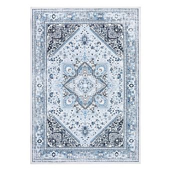 Medallion Area Rug Machine Washable Vacuum Clean Ultra Thin Stain Resistant Carpet for Living Room