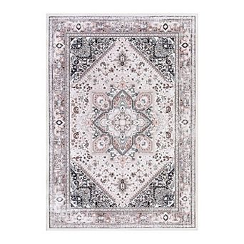 Medallion Area Rug Machine Washable Vacuum Clean Ultra Thin Stain Resistant Carpet for Living Room