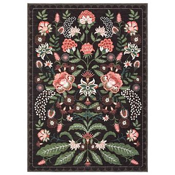 Garvee Pastoral Floral Print Area Rug Washable Ultra Thin Non Slip Rug for Bedroom Kitchen Hallway