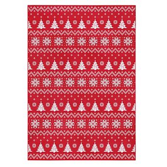 Christmas Area Rug Machine Washable Low Pile Pet Friendly Ultra Thin Carpet for Kid's Room Kitchen