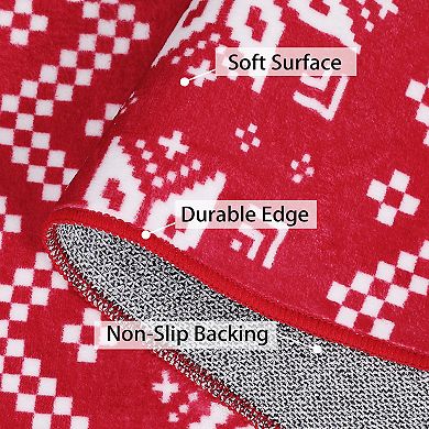 Christmas Area Rug Machine Washable Low Pile Pet Friendly Ultra Thin Carpet for Kid's Room Kitchen