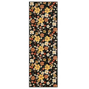 Modern Floral Area Rug Non Slip Foldable Vacuum Clean Non Shedding Floor Cover for Bedroom Playroom