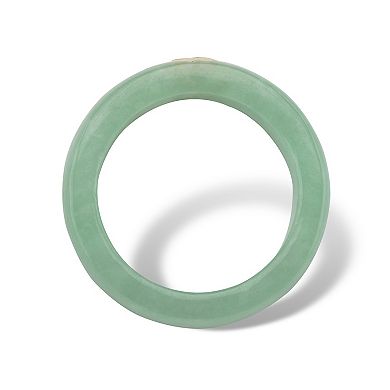 .30 TCW Genuine Green Jade and White Topaz Solid 10k Yellow Gold Ring